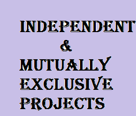 Independent and mutually exclusive projects